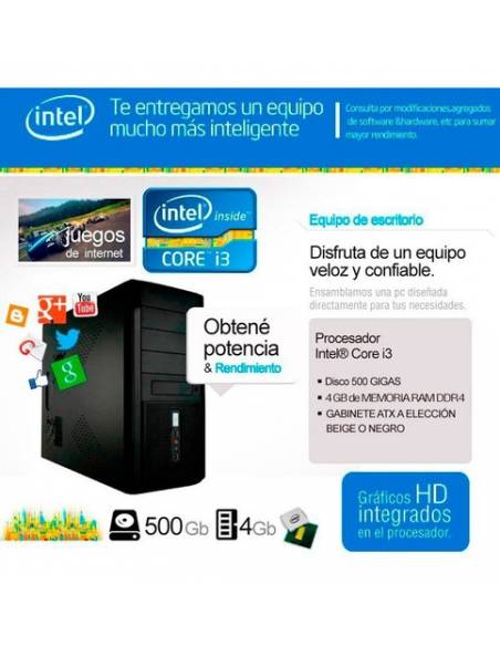 699143-MLA31030792201_062019,Pc Armada Intel  I3 7100 8g  Ssd 240  Wi Fi Gab W10 Office 