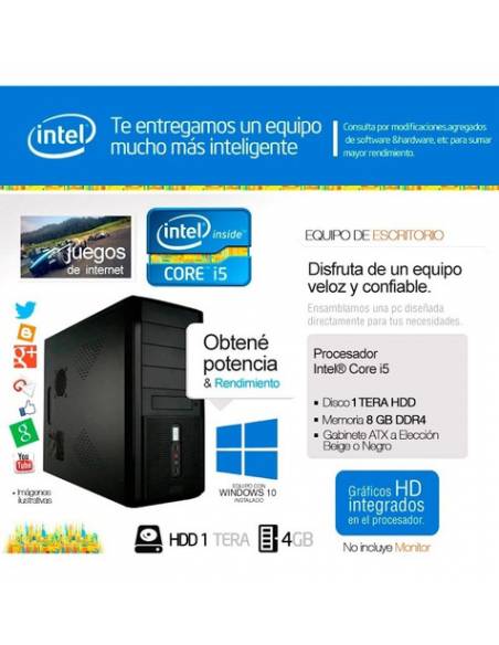 984012-MLA32166700928_092019,Pc Armada Intel Core I5 6400  8gb Ddr 4  Hd 1 T Nuevas  W10