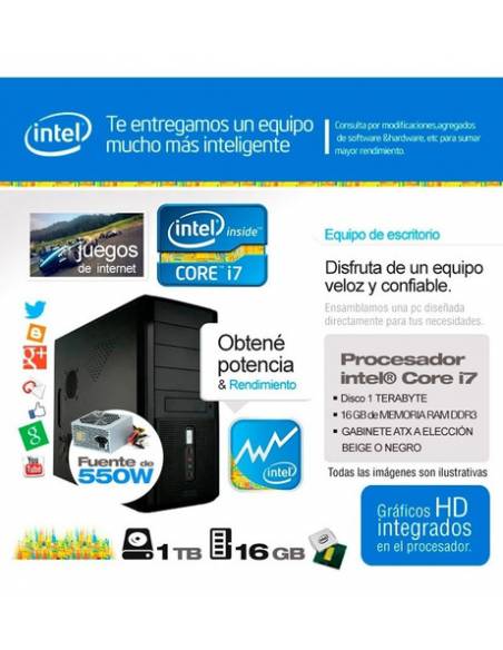 643013-MLA31113815360_062019,Pc Ar Intel Core I7 1t 16gb Ram Graficos Hd Nuevas Soft